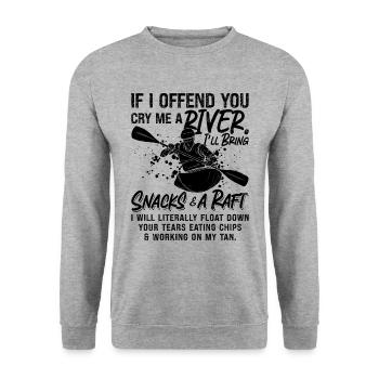 If I Offend You Rafting Kayak Paddling Canoe Raft - Unisex Pullover - Weißgrau meliert - Vorne - Alina (178cm) & Michal (187cm)