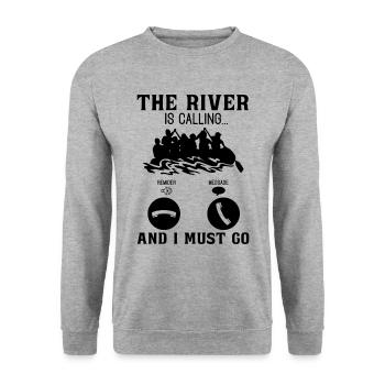 La rivière appelle rafting canoë pagaie pagaie - Sweat-shirt Unisexe - gris chiné - Devant - Alina (178cm) & Michal (187cm)