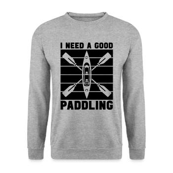 Rafting J’ai besoin d’un bon kayak de pagaie pagaie de rivière - Sweat-shirt Unisexe - gris chiné - Devant - Alina (178cm) & Michal (187cm)
