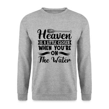 Rafting Heaven est un peu plus proche Canoë Pagayer - Sweat-shirt Unisexe - gris chiné - Devant - Alina (178cm) & Michal (187cm)