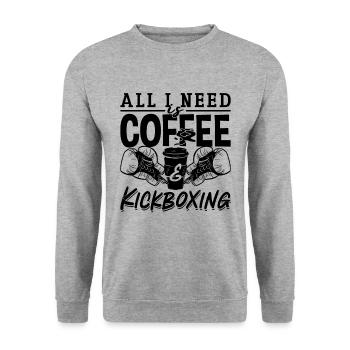 All I Need Is Coffee Kickboxing Kickboxer Fighter - Unisex Sweatshirt - salt & pepper - Front - Alina (178cm) & Michal (187cm)