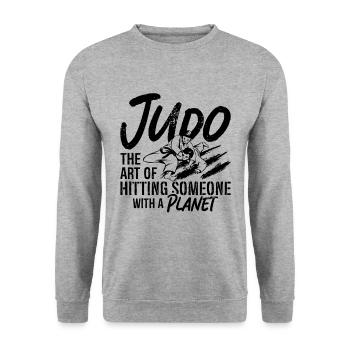 Judo L’art de frapper le karaté de combattant sportif - Sweat-shirt Unisexe - gris chiné - Devant - Alina (178cm) & Michal (187cm)