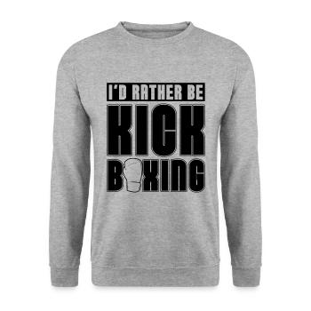 Kickboxer I'd Rather Be Kickboxing Boxing Fighter - Unisex Sweatshirt - salt & pepper - Front - Alina (178cm) & Michal (187cm)