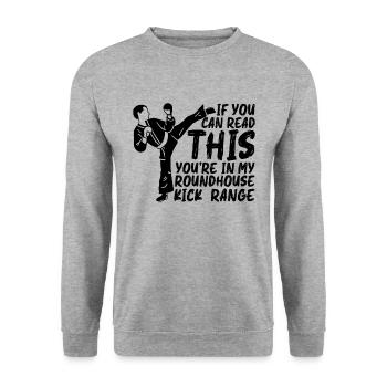 Kickboxing If You Can Read This Boxing Kickboxer - Unisex Sweatshirt - salt & pepper - Front - Alina (178cm) & Michal (187cm)