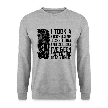 Kickboxer J’ai pris un cours de kickboxing Boxing Fighter - Sweat-shirt Unisexe - gris chiné - Devant - Alina (178cm) & Michal (187cm)