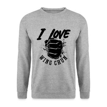 J’adore wing chun fighter Kung Fu Fight Sports - Sweat-shirt Unisexe - gris chiné - Devant - Alina (178cm) & Michal (187cm)