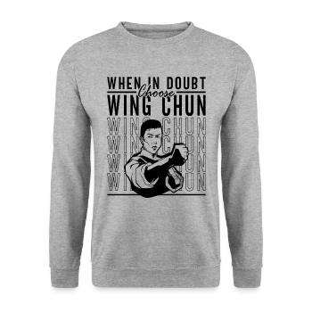 En cas de doute, choisissez Wing Chun Fighter Kung Fu - Sweat-shirt Unisexe - gris chiné - Devant - Alina (178cm) & Michal (187cm)