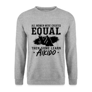 Aikido All Women Were Fighter Samurai Martial Arts - Unisex Pullover - Weißgrau meliert - Vorne - Alina (178cm) & Michal (187cm)