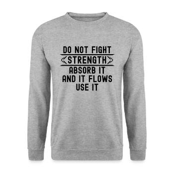 Ne combattez pas la force Wing Chun Fighter Kung Fu - Sweat-shirt Unisexe - gris chiné - Devant - Alina (178cm) & Michal (187cm)