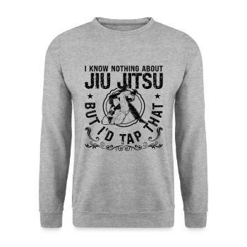 I Know Nothing Jiu Jitsu Combat Fighting Fighter - Unisex Pullover - Weißgrau meliert - Vorne - Alina (178cm) & Michal (187cm)