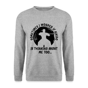 Aïkido Parfois Je Combattant Samouraï Arts Martiaux - Sweat-shirt Unisexe - gris chiné - Devant - Alina (178cm) & Michal (187cm)