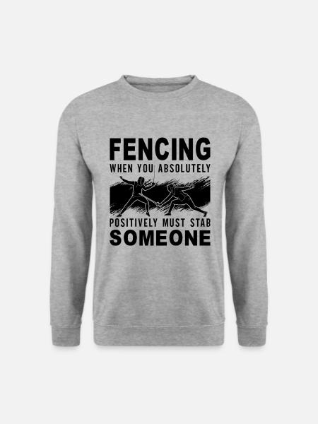 Fencing When You Absolutely Must Longswords Fencer - Unisex Pullover - Weißgrau meliert
