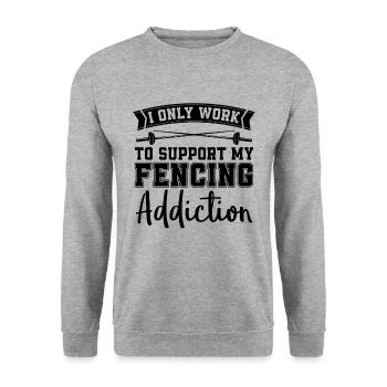 Je ne travaille qu’à l’escrime épées longues Addiction Fencer - Sweat-shirt Unisexe - gris chiné - Devant - Alina (178cm) & Michal (187cm)