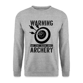 Warning May Start Archery Crossbow Shooting Archer - Unisex Sweatshirt - salt & pepper - Front - Alina (178cm) & Michal (187cm)