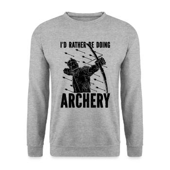 Id Rather Be Archery Arrow Hunting Crossbow Archer - Unisex Pullover - Weißgrau meliert - Vorne - Alina (178cm) & Michal (187cm)