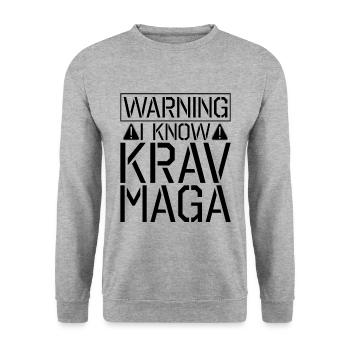 Warning I Know Krav Maga Contact Fight MMA Fighter - Unisex Sweatshirt - salt & pepper - Front - Alina (178cm) & Michal (187cm)
