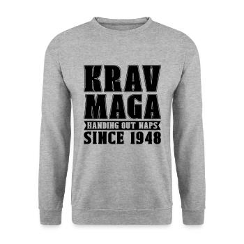 Krav Maga Handing Out Naps Since Military Fighter - Unisex Sweatshirt - salt & pepper - Front - Alina (178cm) & Michal (187cm)