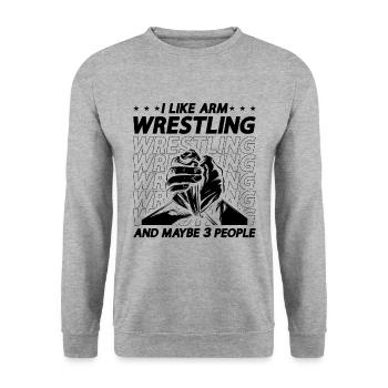 J’aime Arm Wrestling Muscle Wrestle Sport Wrestler - Sweat-shirt Unisexe - gris chiné - Devant - Alina (178cm) & Michal (187cm)