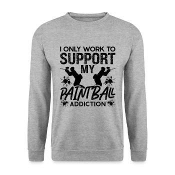 I Only Work To Paintball Splatter Paintball Player - Unisex Pullover - Weißgrau meliert - Vorne - Alina (178cm) & Michal (187cm)