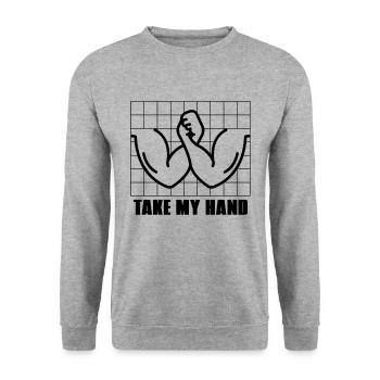 Take My Hand Arm Wrestling Wrestle Sports Wrestler - Unisex Pullover - Weißgrau meliert - Vorne - Alina (178cm) & Michal (187cm)