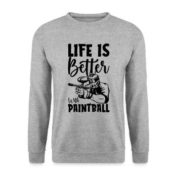 La vie est meilleure avec Paintball Paintballing Player - Sweat-shirt Unisexe - gris chiné - Devant - Alina (178cm) & Michal (187cm)