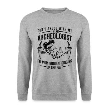 Ne discutez pas avec Archéologie Archéologue antique - Sweat-shirt Unisexe - gris chiné - Devant - Alina (178cm) & Michal (187cm)