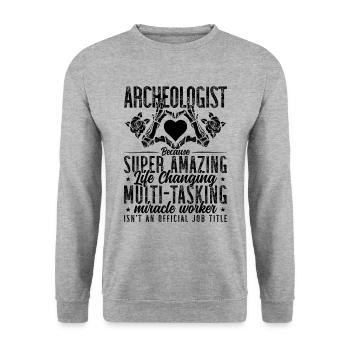 Archéologue Bec Archéologie Archéologue fossile - Sweat-shirt Unisexe - gris chiné - Devant - Alina (178cm) & Michal (187cm)