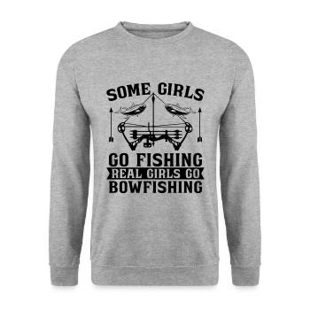 Some Girls Go Bowfishing Bow Fish Archer Bowfisher - Unisex Pullover - Weißgrau meliert - Vorne - Alina (178cm) & Michal (187cm)