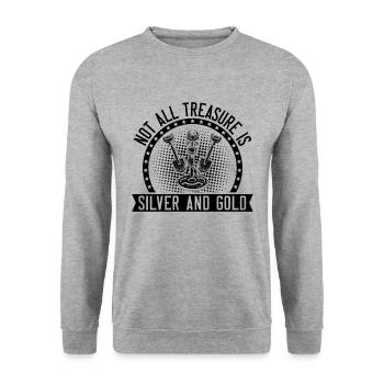 Not All Treasure Metal Detecting Hunt Detectorist - Unisex Pullover - Weißgrau meliert - Vorne - Alina (178cm) & Michal (187cm)