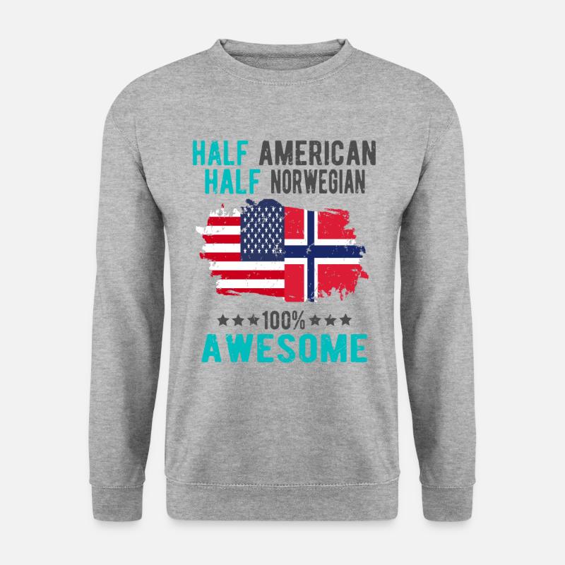 Halb Amerikaner Halb Norweger - Unisex Pullover - Weißgrau meliert