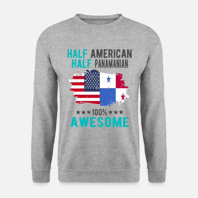 Halb Amerikaner Halb Panamese - Unisex Pullover - Weißgrau meliert