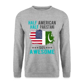 Half American Half Pakistani - Unisex Sweatshirt - salt & pepper - Front - Alina (178cm) & Michal (187cm)