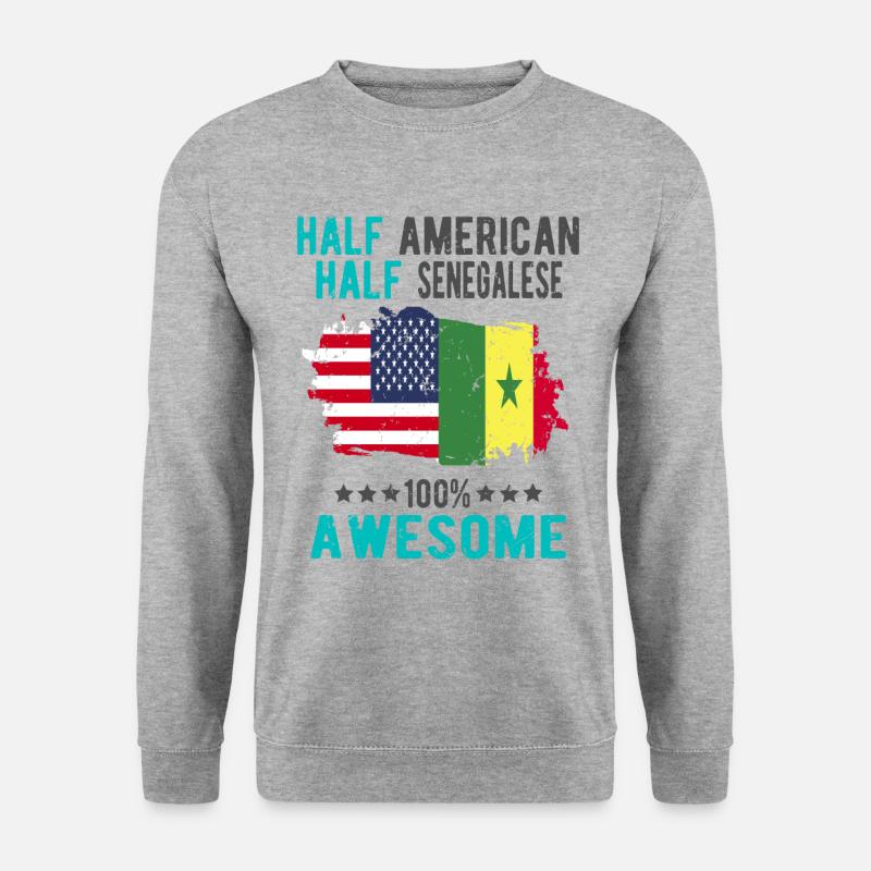 Halb Amerikaner Halb Senegalese - Unisex Pullover - Weißgrau meliert