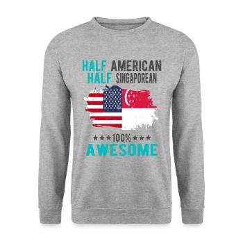 Half American Half Singaporean - Unisex Sweatshirt - salt & pepper - Front - Alina (178cm) & Michal (187cm)