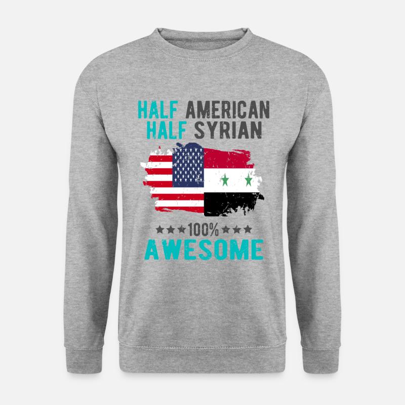 Halb Amerikaner Halb Syrier - Unisex Pullover - Weißgrau meliert