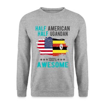 Half American Half Ugandan - Unisex Sweatshirt - salt & pepper - Front - Alina (178cm) & Michal (187cm)