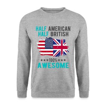 Moitié américain moitié britannique - Sweat-shirt Unisexe - gris chiné - Devant - Alina (178cm) & Michal (187cm)