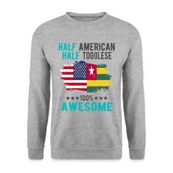 Half American Half Tongolese - Unisex Sweatshirt - salt & pepper - Front - Alina (178cm) & Michal (187cm)