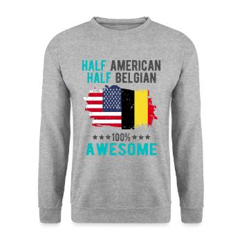 Half American Half Belgian - Unisex Sweatshirt - salt & pepper - Front - Alina (178cm) & Michal (187cm)