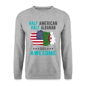 Half American Half Albanian - Unisex Sweatshirt - salt & pepper - Front - Alina (178cm) & Michal (187cm)