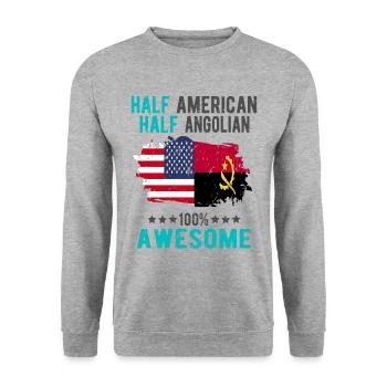 Half American Half Angolan - Unisex Sweatshirt - salt & pepper - Front - Alina (178cm) & Michal (187cm)