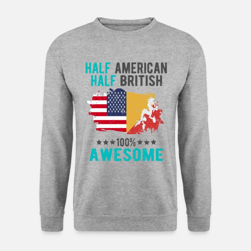 Halb Amerikaner Halb Brite - Unisex Pullover - Weißgrau meliert