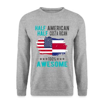 Halb Amerikaner Halb Costa Ricaner - Unisex Pullover - Weißgrau meliert - Vorne - Alina (178cm) & Michal (187cm)