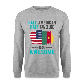Moitié américain moitié camerounais - Sweat-shirt Unisexe - gris chiné - Devant - Alina (178cm) & Michal (187cm)