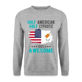 Halb Amerikaner Halb Zyprer - Unisex Pullover - Weißgrau meliert - Vorne - Alina (178cm) & Michal (187cm)