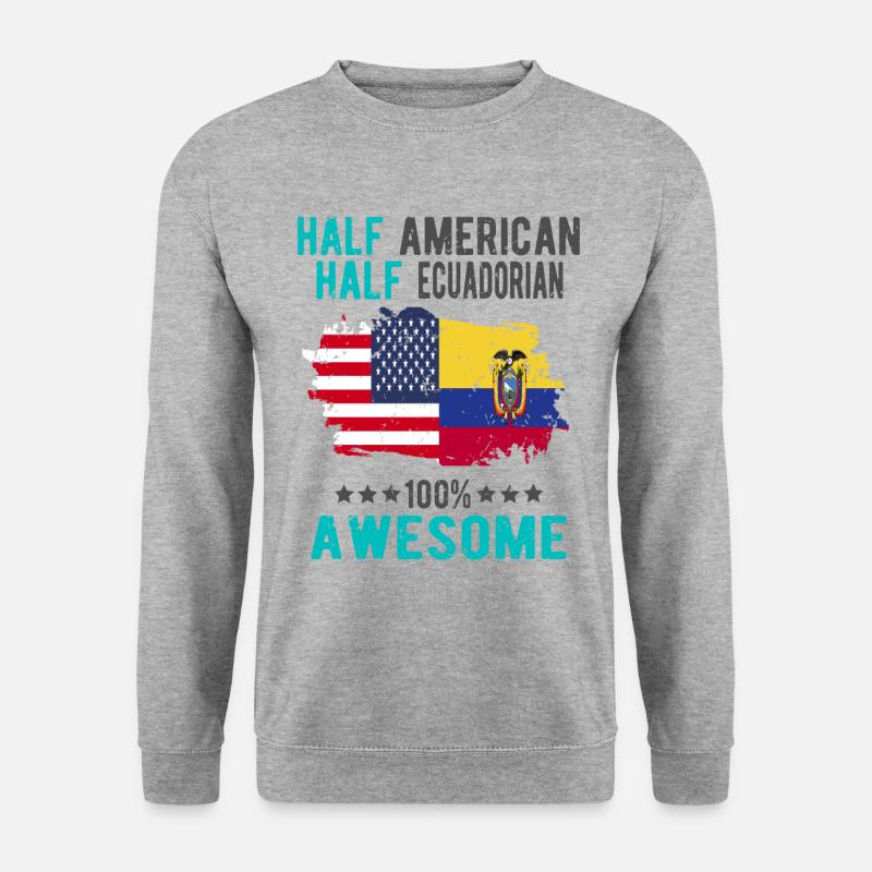 Halb Amerikaner Halb Ecuadorianer - Unisex Pullover - Weißgrau meliert
