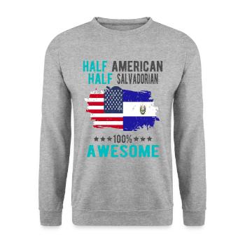 Mi-Américain, mi-Salvadorien - Sweat-shirt Unisexe - gris chiné - Devant - Alina (178cm) & Michal (187cm)