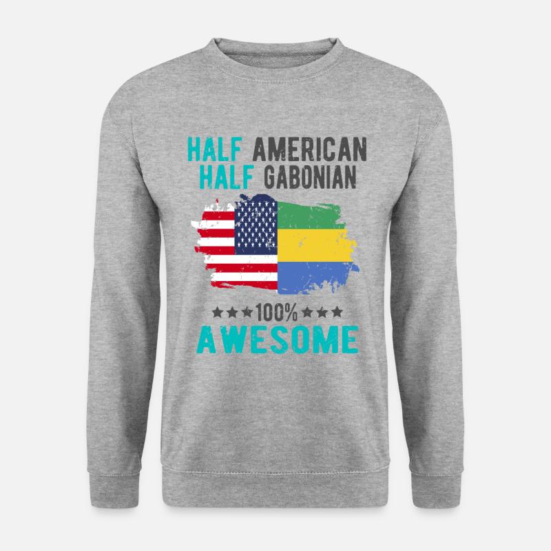 Halb Amerikaner Halb Gabuner - Unisex Pullover - Weißgrau meliert