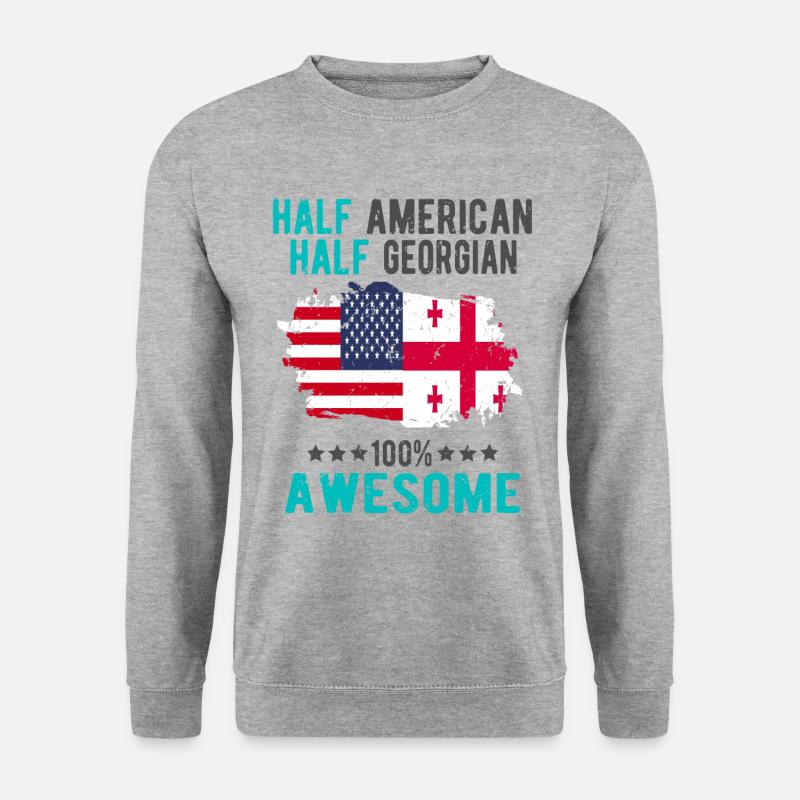 Halb Amerikaner Halb Georgier - Unisex Pullover - Weißgrau meliert