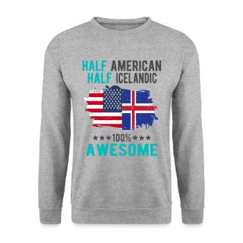 Moitié américain moitié islandais - Sweat-shirt Unisexe - gris chiné - Devant - Alina (178cm) & Michal (187cm)